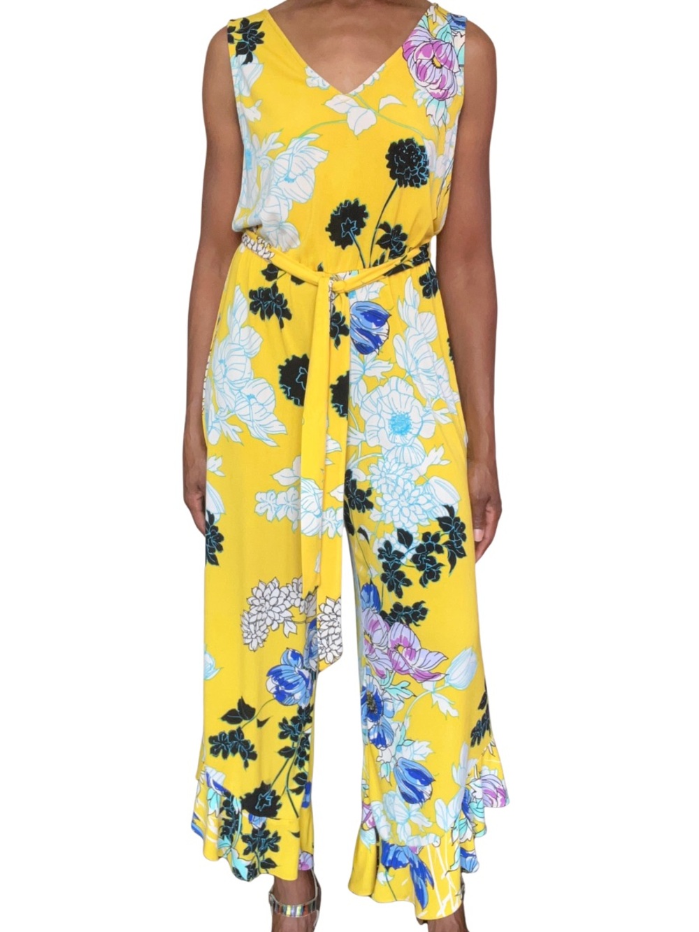 Beige by eci Yellow Floral Jumpsuit